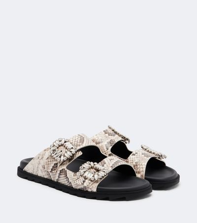 Roger Vivier Roger Vivier Slidy Viv' snake-print leather sandals