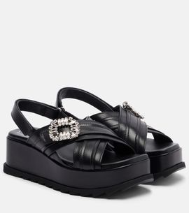 Roger Vivier Roger Vivier Strass Buckle leather platform sandals