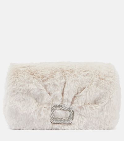 Roger Vivier Roger Vivier Viv Choc embellished faux shearling wallet