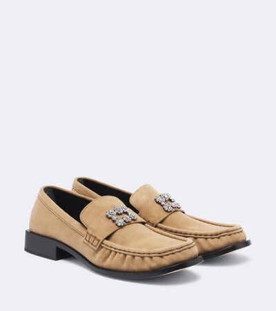 Roger Vivier Roger Vivier Viv Moc embellished suede loafers