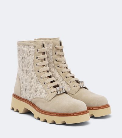 Roger Vivier Roger Vivier Viv' Rangers Truck knitted suede ankle boots