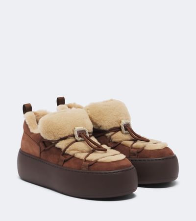 Roger Vivier Roger Vivier Viv' Up shearling and suede sneakers