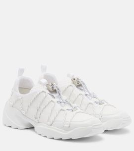 Roger Vivier Roger Vivier Viv' Zag leather-trimmed mesh sneakers