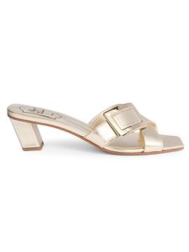Roger Vivier Women's 45MM Metallic Leather Mules