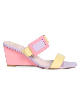 Roger Vivier Women's Belle 60MM Patent Leather Wedge Mules