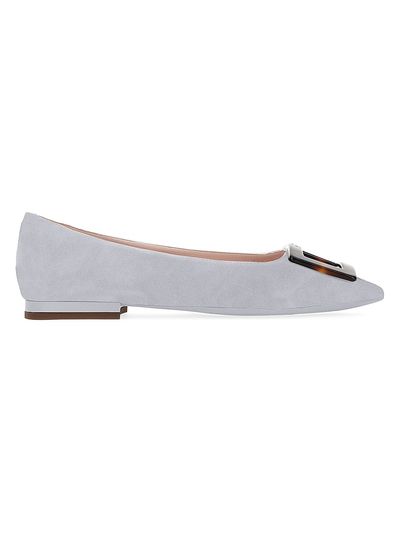 Roger Vivier Women's Gommettine Point Toe Suede Ballerina Flats