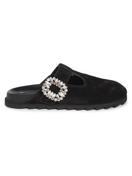 Roger Vivier Women's Slidy Viv Embellished Suede Mules