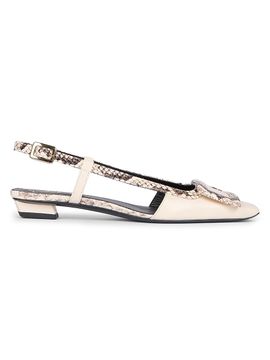 Roger Vivier Women's Snakeskin-Embossed Trim Leather Slingback Pumps