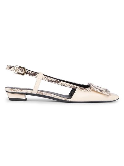 Roger Vivier Women's Snakeskin-Embossed Trim Leather Slingback Pumps