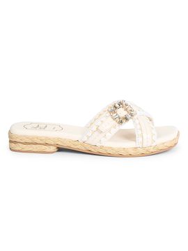 Roger Vivier Women's Strass Leather & Raffia Slides