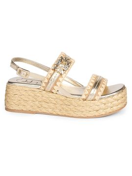 Roger Vivier Women's Summer Strass 60MM Leather-Raffia Espadrille Sandals