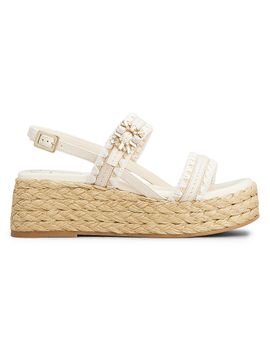 Roger Vivier Women's Summer Strass 60MM Leather & Raffia Espadrille Sandals