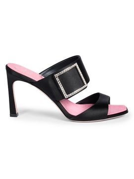 Roger Vivier Women's Trompette 85MM Strass Crystal Buckle Satin Mules