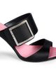 Roger Vivier Women's Trompette 85MM Strass Crystal Buckle Satin Mules - 6