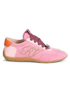 Roger Vivier Women's Viv Cotton-Suede Low-Top Sneakers