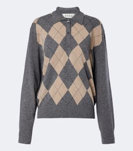 Rohe RÃ³he Argyle wool-blend polo sweater