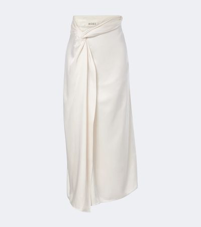 Rohe RÃ³he Gathered satin midi skirt