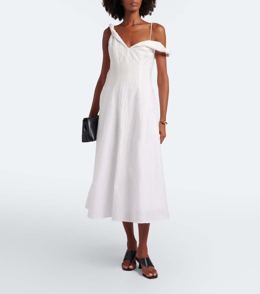 rohe off the shoulder dresses Off Shoulder Van Der Rohe Gown with Gem Sleeves