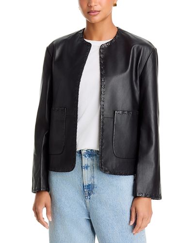 Rohe ROHE Leather Blanket Stitch Collarless Jacket