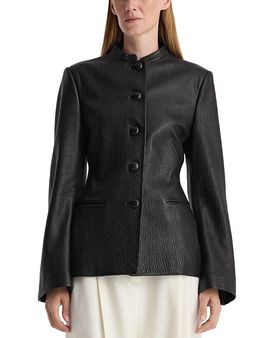 Rohe Rohe Leather Collarless Button Front Jacket