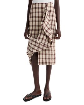 Rohe Rohe Linen Draped Check Skirt