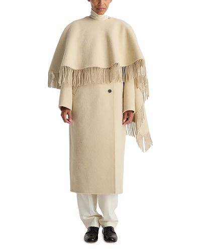 Rohe Rohe Wool Double Faced Cape Overlay Fringe Coat