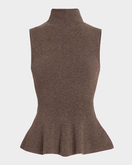 Rohe Sculptural Peplum-Hem Sleeveless Sweater