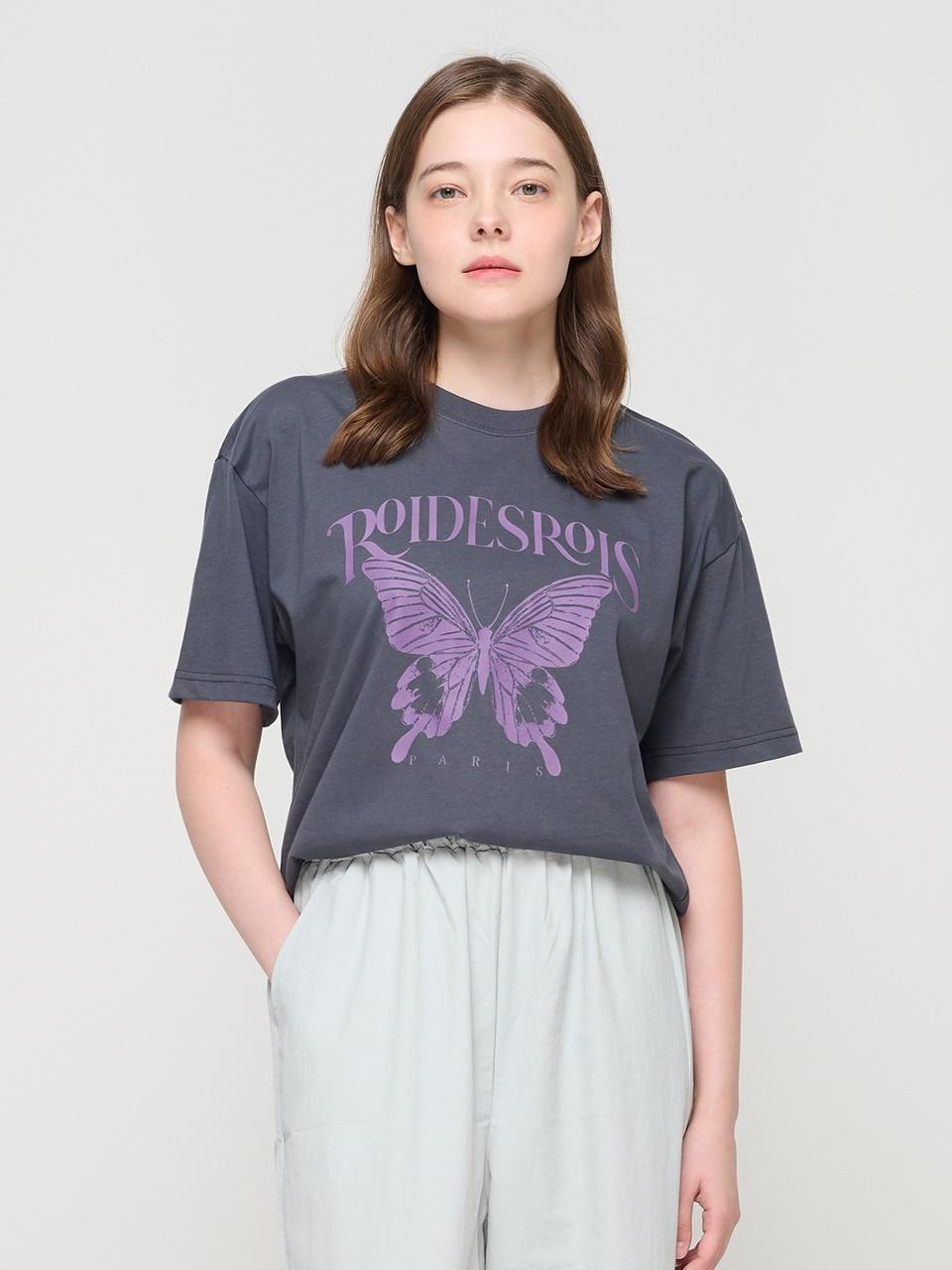 ROIDESROIS Butterfly Graphic Print T-shirt (Charcoal)