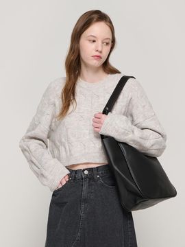 ROIDESROIS button strap wool shoulder bag (black)