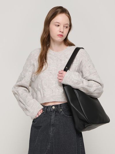 ROIDESROIS button strap wool shoulder bag (black)