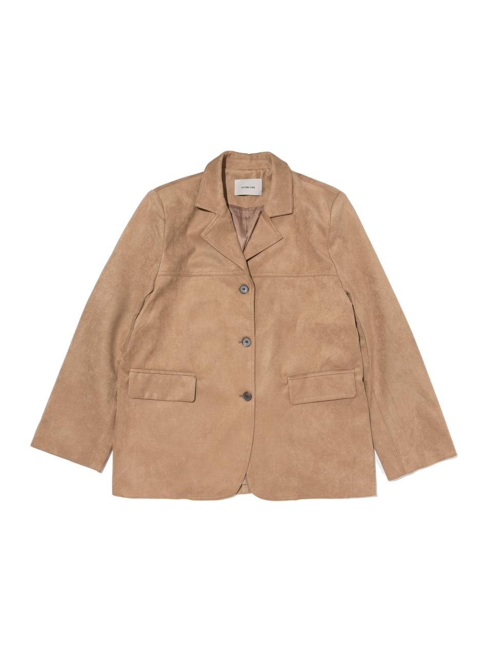 ROIDESROIS collar accentuated suede button-up jacket (beige)