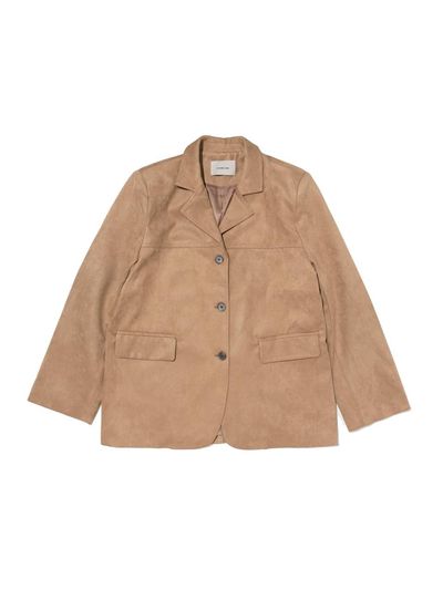 ROIDESROIS collar accentuated suede button-up jacket (beige)