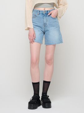 ROIDESROIS Cut denim waistband shorts (Vintage Blue)