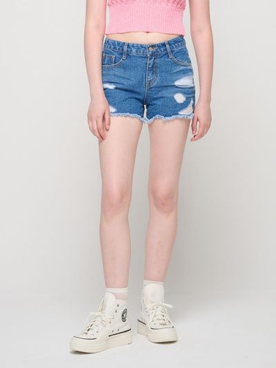 ROIDESROIS destroyed denim shorts (medium blue)