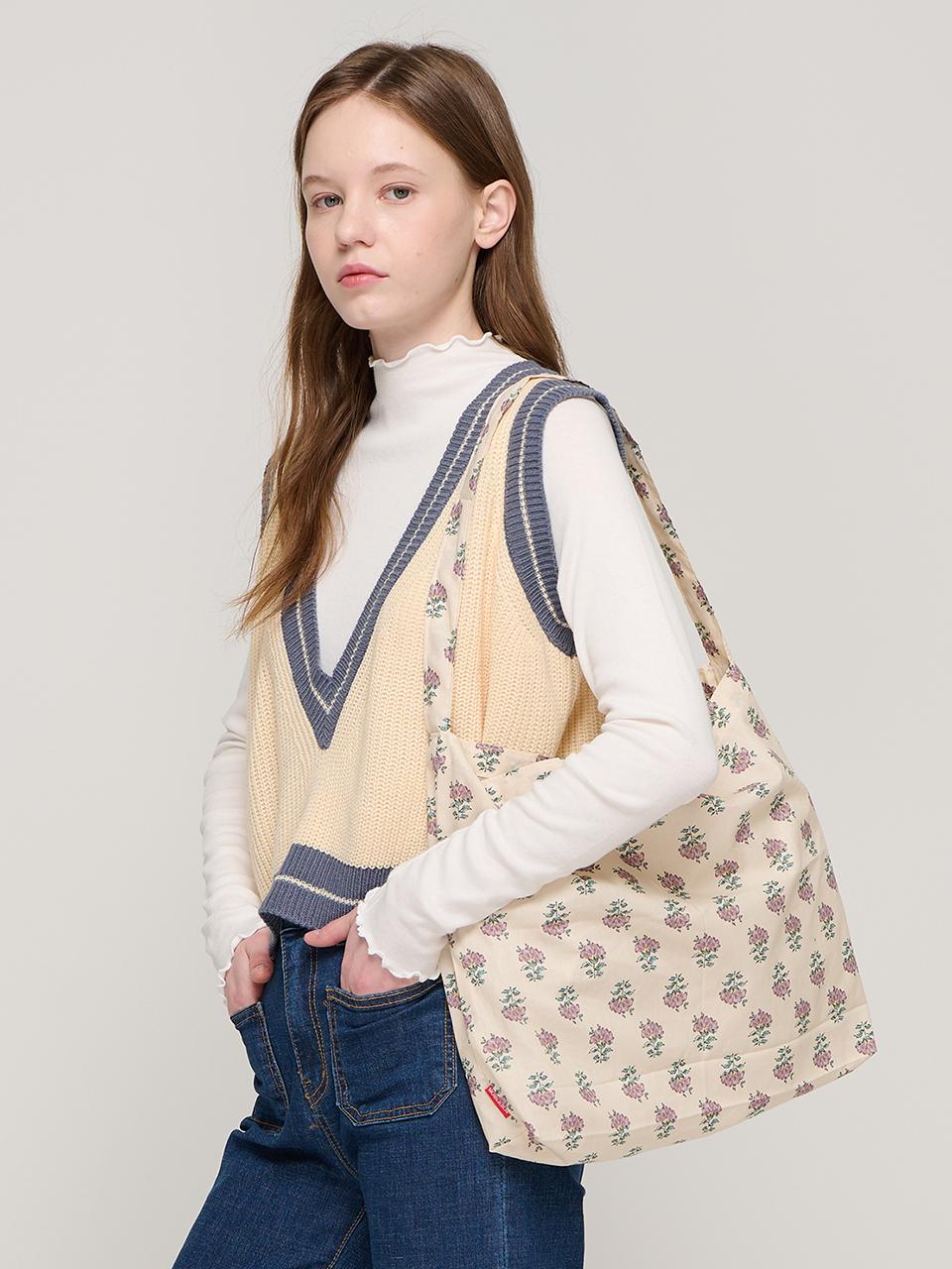 ROIDESROIS Flower Shoulder Eco Bag (beige)