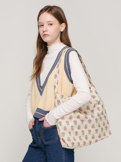 ROIDESROIS Flower Shoulder Eco Bag (beige)