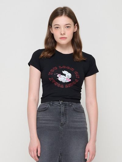 ROIDESROIS Lovely Slim Spandex Cropped Short-Sleeved T-Shirt