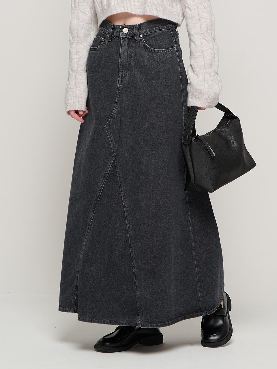 ROIDESROIS Maxi denim long skirt (black)