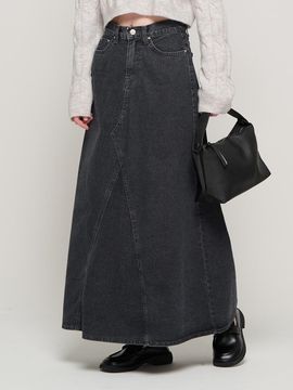 ROIDESROIS Maxi denim long skirt (black)