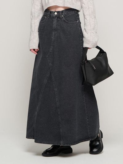 ROIDESROIS Maxi denim long skirt (black)