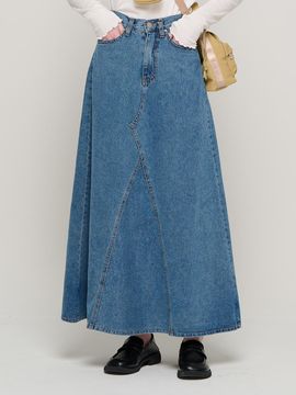 ROIDESROIS Maxi denim long skirt (blue)