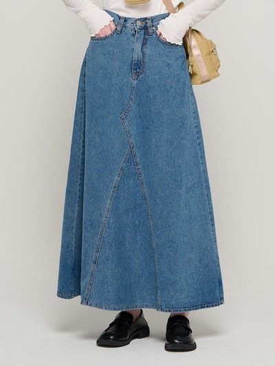 ROIDESROIS Maxi denim long skirt (blue)