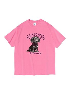 ROIDESROIS Puppies Character Short-Sleeve T-Shirt (Pink)