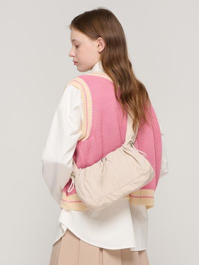 ROIDESROIS Shirring String Shoulder Cross Bag (Beige)