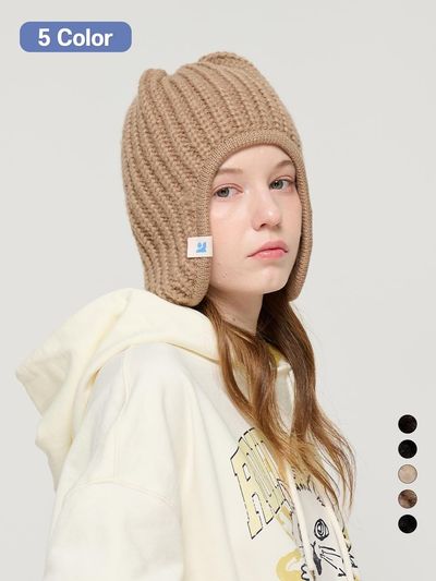 ROIDESROIS Short Knitwear Earflap Beanie (5 color)