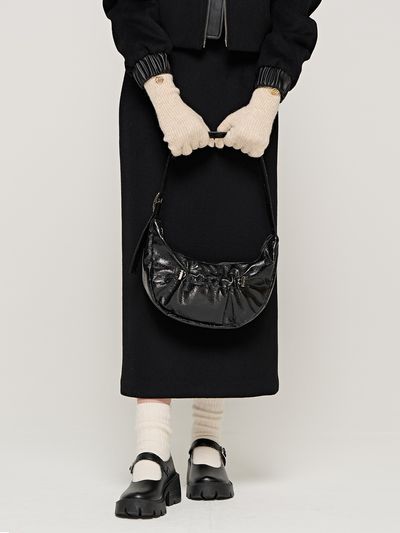 ROIDESROIS Strap Circle Line Tote Shoulder Bag_Black