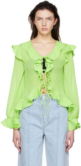 Rokh Rokh Green Polyester Blouse