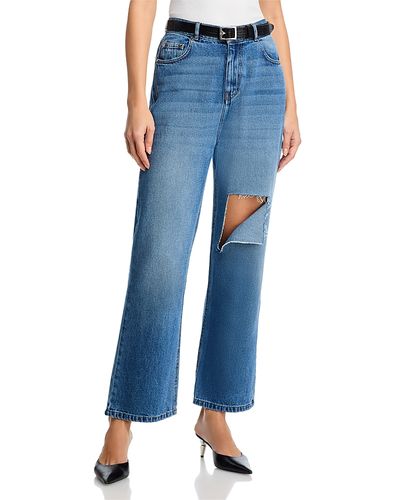 Rokh rokh Ripped Straight Jeans in Deep Blue