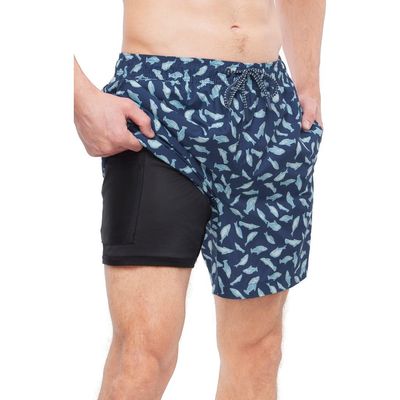 Rokka&Rolla Rokka&Rolla Men's 7" Compression Liner Swim Trunks with Back Zipper Pocket, UPF 50+