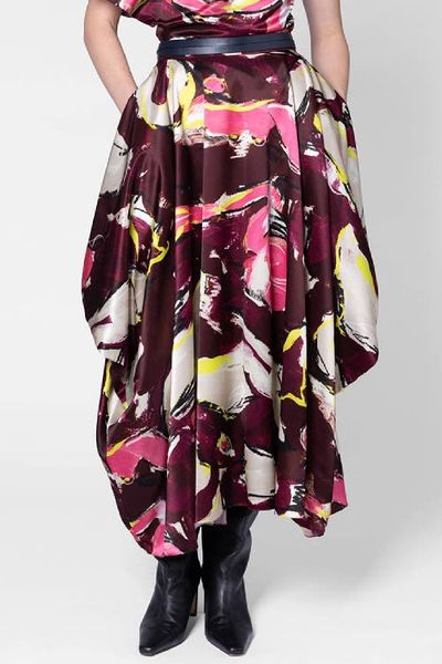 Roksanda Amari Printed Satin Draped Skirt